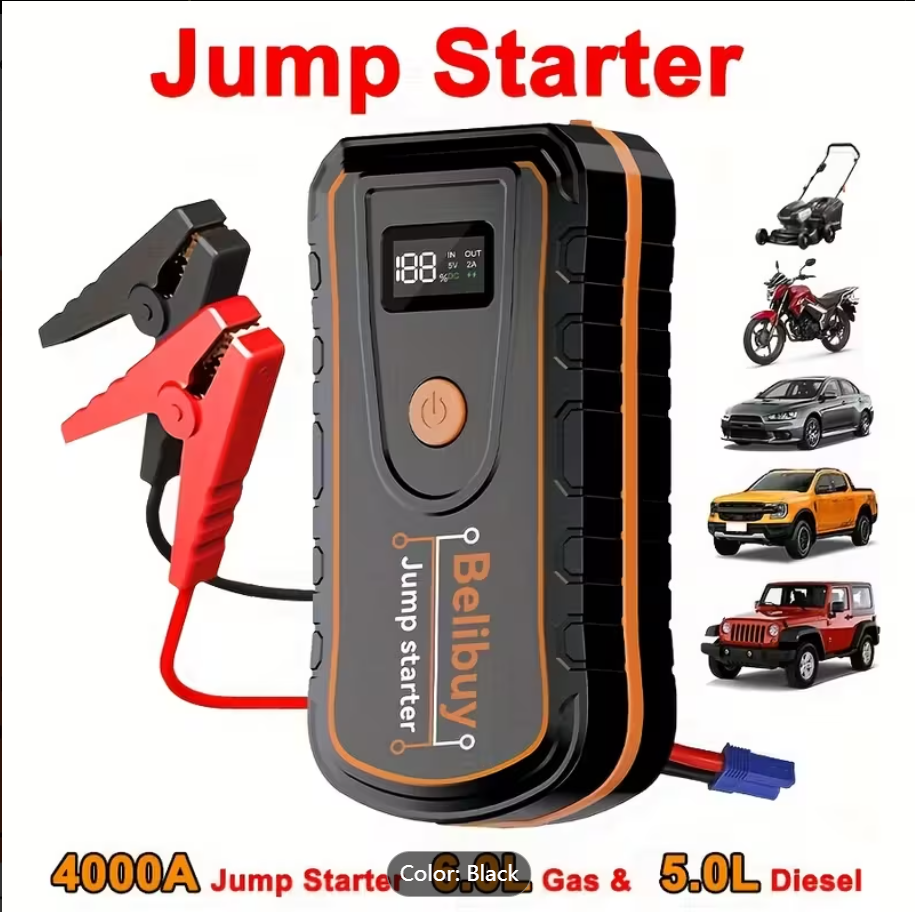 High-power Car Starter | Advanced Portable Emergency Car Starter-powerful 6000mAh Rechargeable Battery, USB Charging, Suitable For Vehicles Under 36V, Upgraded Version, Reliable Emergency Power