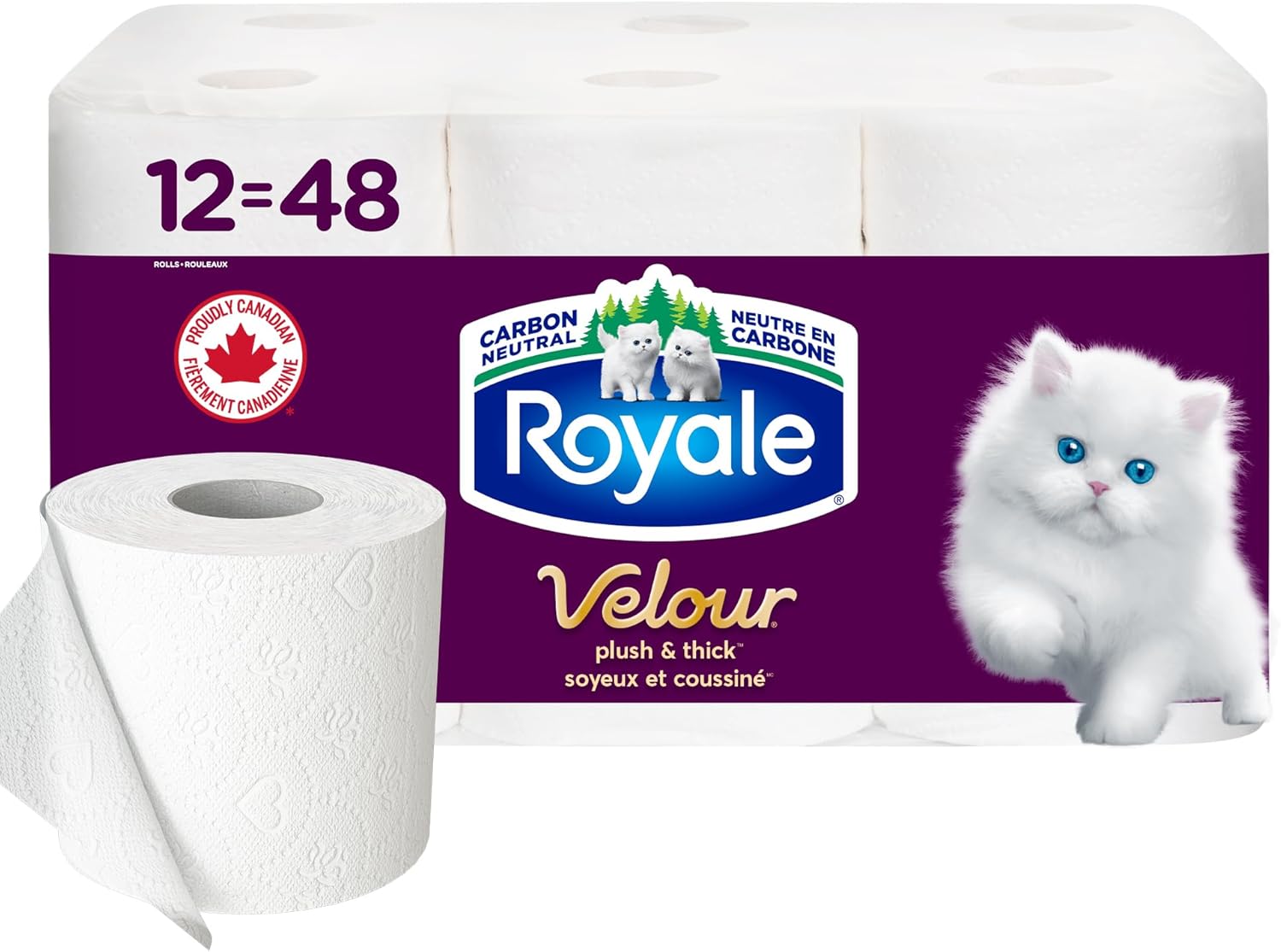Royale Velour Toilet Paper, 12 Equal 48 Rolls, 284 Bathroom Tissues per roll