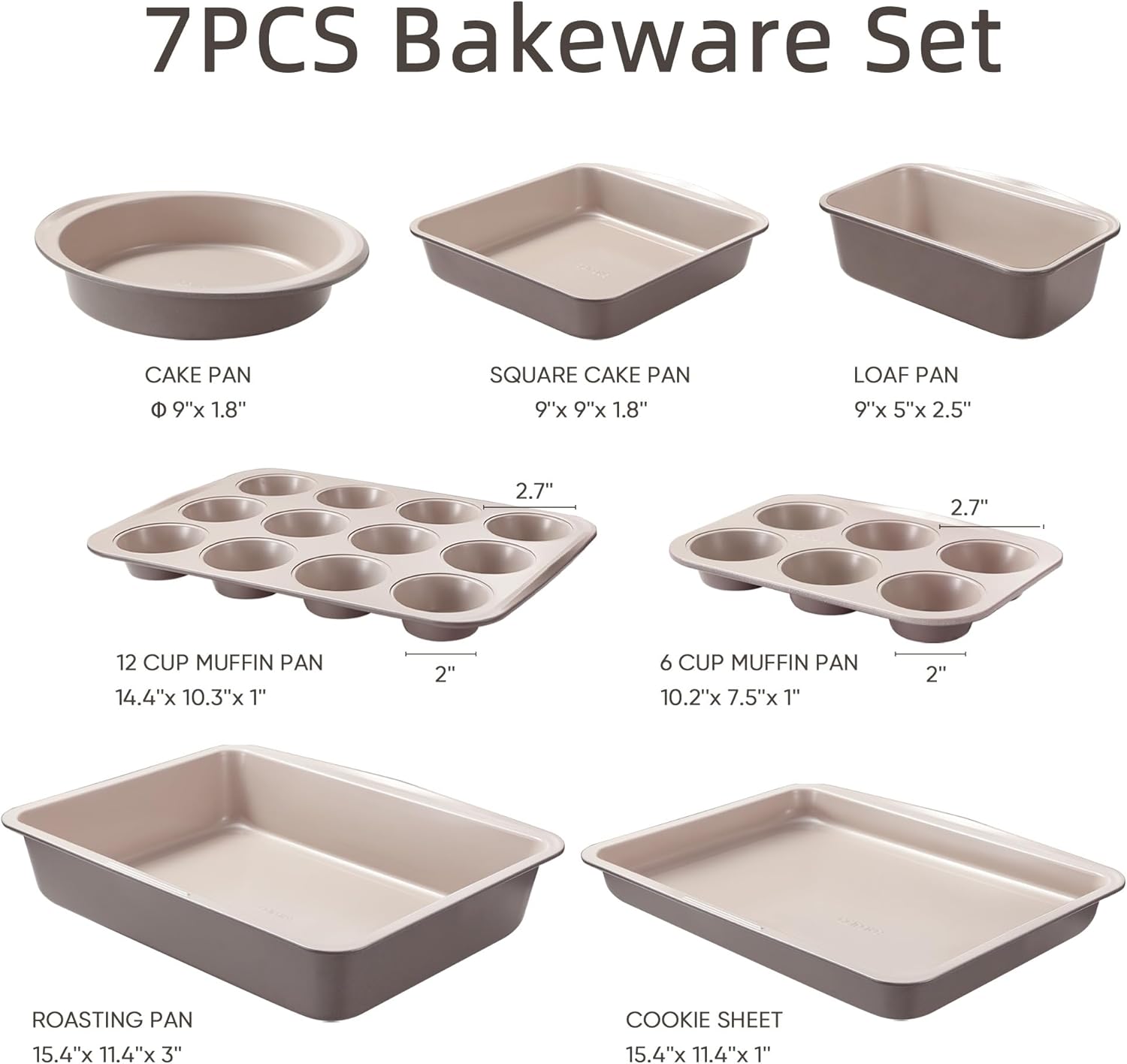 CAROTE 7-Piece Nonstick Stackable Baking Pans Set - Bakeware Sets Including Cookie Sheets for Baking