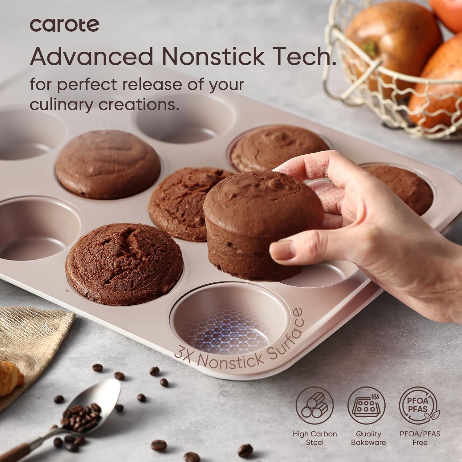 CAROTE 7-Piece Nonstick Stackable Baking Pans Set - Bakeware Sets Including Cookie Sheets for Baking