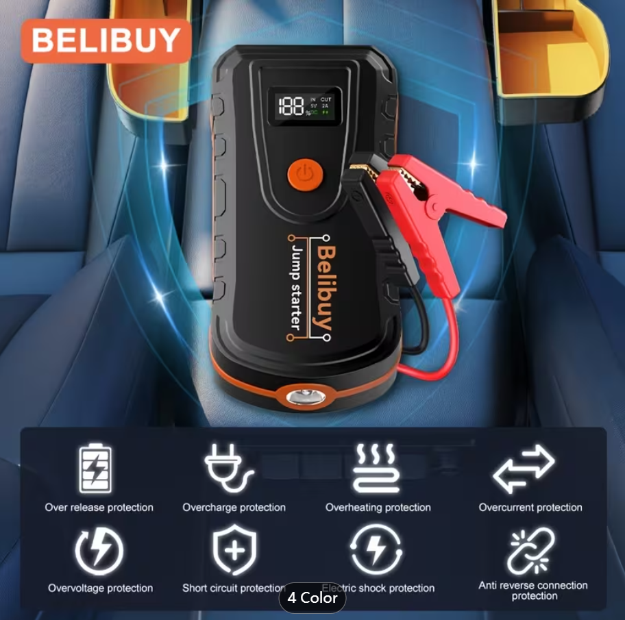 High-power Car Starter | Advanced Portable Emergency Car Starter-powerful 6000mAh Rechargeable Battery, USB Charging, Suitable For Vehicles Under 36V, Upgraded Version, Reliable Emergency Power