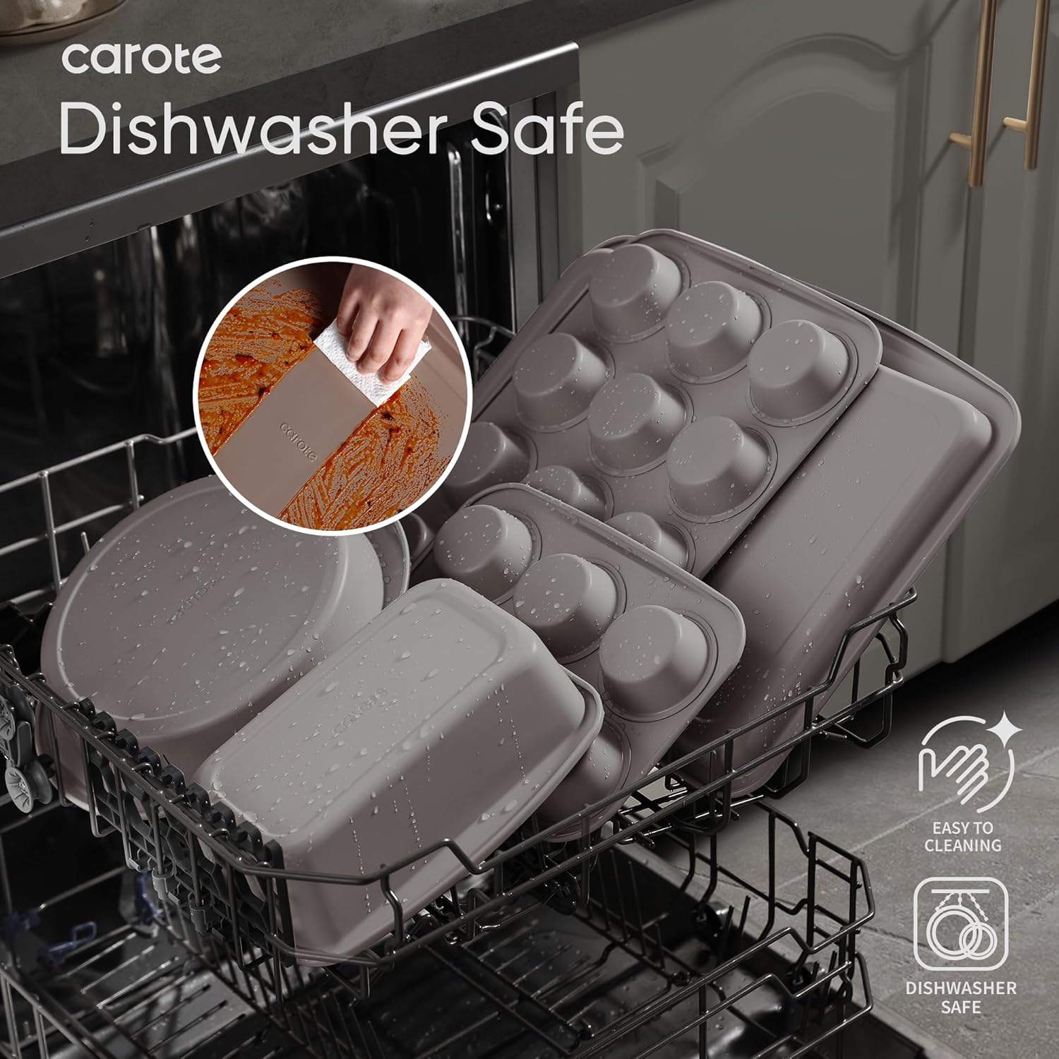 CAROTE 7-Piece Nonstick Stackable Baking Pans Set - Bakeware Sets Including Cookie Sheets for Baking