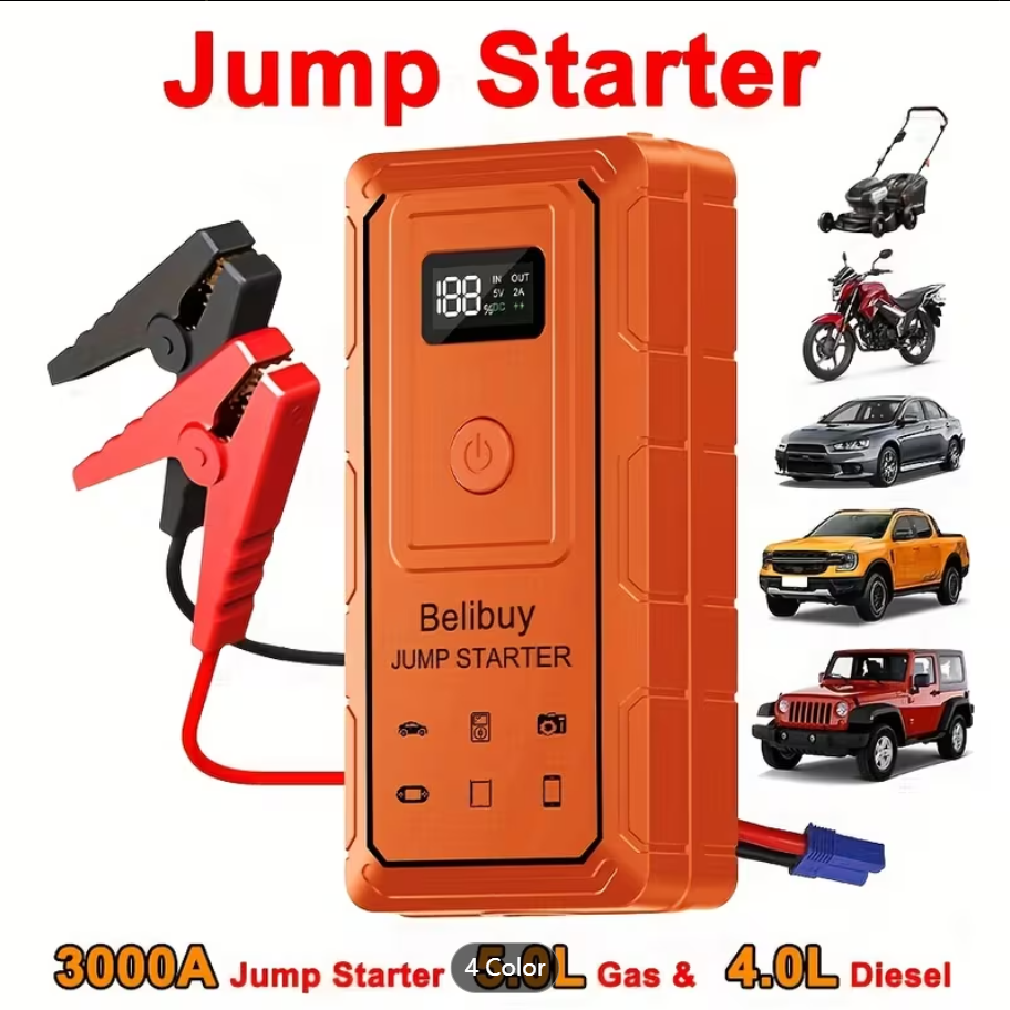 High-power Car Starter | Advanced Portable Emergency Car Starter-powerful 6000mAh Rechargeable Battery, USB Charging, Suitable For Vehicles Under 36V, Upgraded Version, Reliable Emergency Power