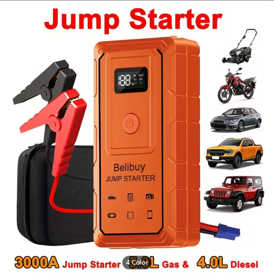High-power Car Starter | Advanced Portable Emergency Car Starter-powerful 6000mAh Rechargeable Battery, USB Charging, Suitable For Vehicles Under 36V, Upgraded Version, Reliable Emergency Power