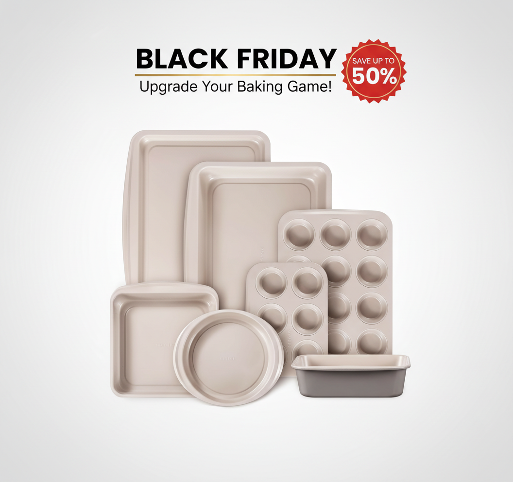 CAROTE 7-Piece Nonstick Stackable Baking Pans Set - Bakeware Sets Including Cookie Sheets for Baking